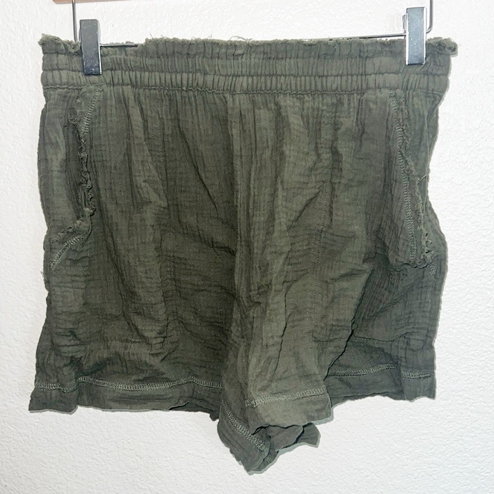 aerie Olive High-Waist Textured Pull-On Shorts